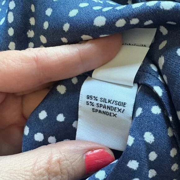 Diane Von Furstenberg DVF Polka Dotted Silk A Line Ruffled Skirt Size 6 Navy - Picture 8 of 10